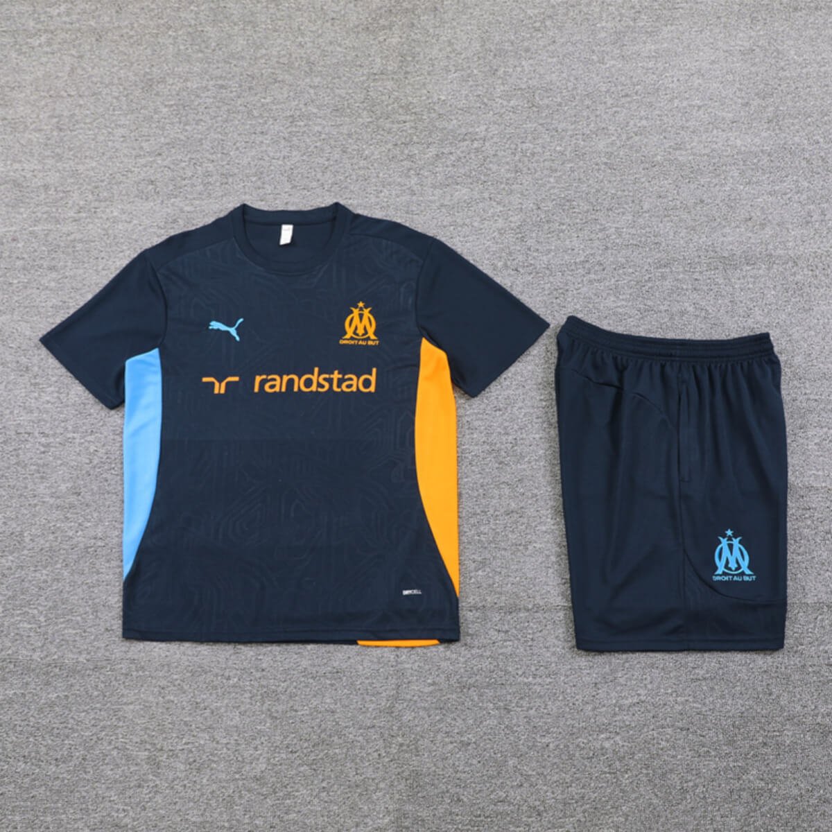 Kit Short e Camisa Marseille Treino Azul Escuro 2024/25