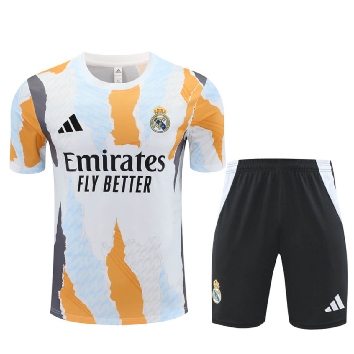 Kit Short e Camisa do Real Madrid Treino Laranja 2024/25