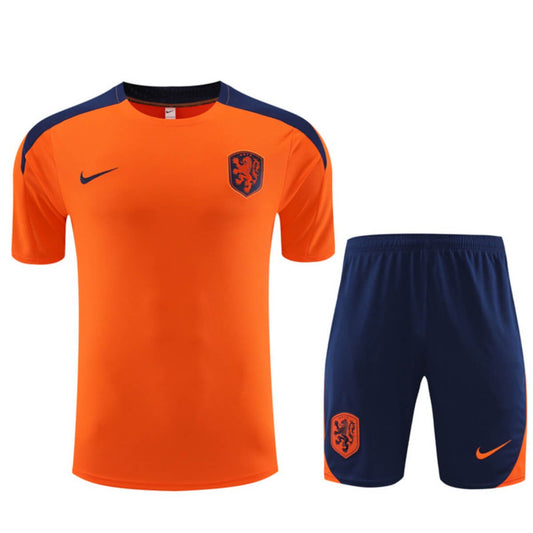 Kit Short e Camisa Holanda Treino Laranja 2024/25