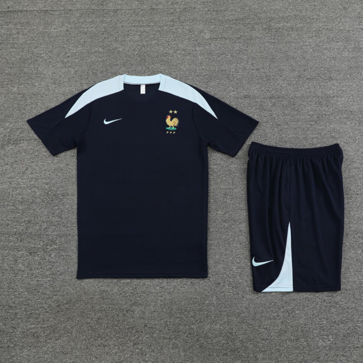 Kit Short e Camisa França Treino Azul Escuro 2024/25