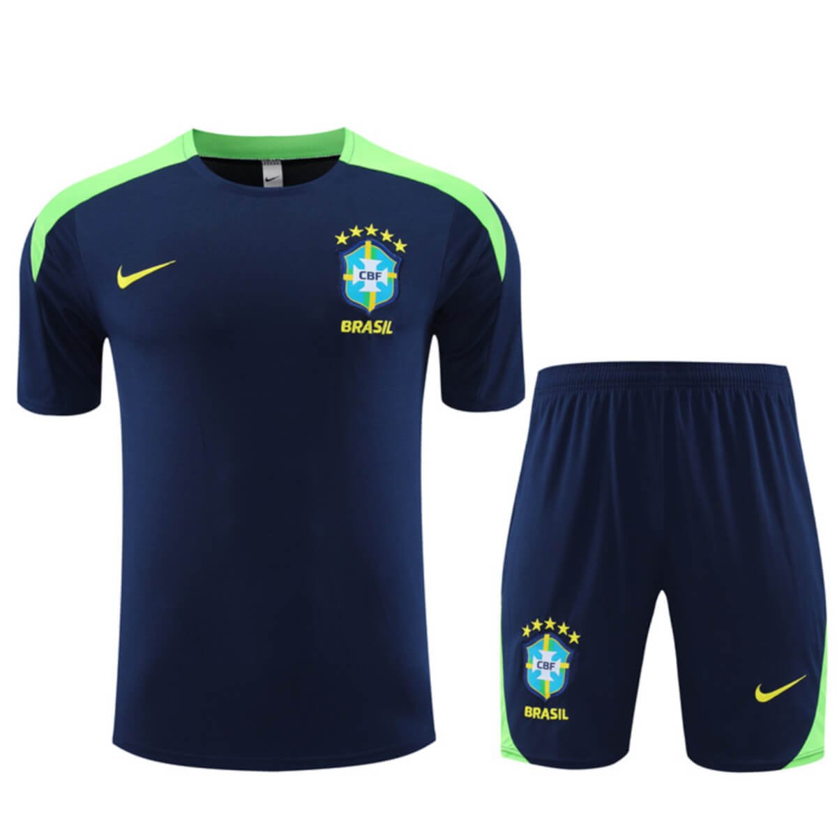 Kit Short e Camisa Brasil Treino Azul Escuro 2024/25