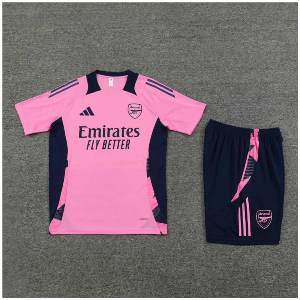Conjunto Arsenal Treino Camisa e Short Rosa/Azul 2024/25