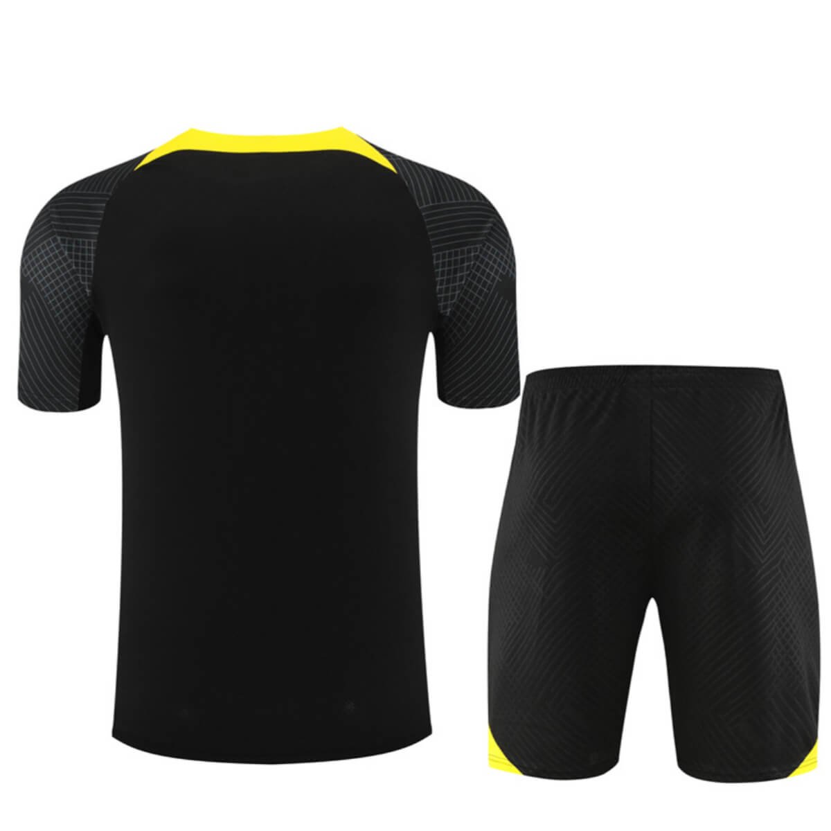 Conjunto PSG Treino Camisa e Short Preta com Amarelo 2022/23