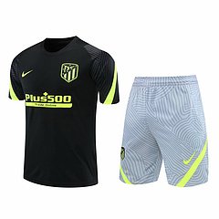 Kit Camisa + Short Treino Atlético de Madrid Preto 21/22