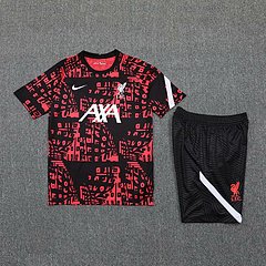 Kit Camisa + Short Treino Liverpool Preto+Laranja