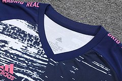 Kit Camisa + Short Real Madrid Treino Branco + Azul 21/22
