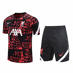 Kit Camisa + Short Treino Liverpool Preto+Laranja