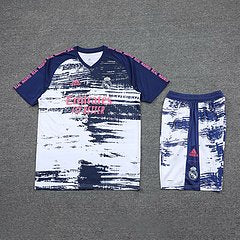 Kit Camisa + Short Real Madrid Treino Branco + Azul 21/22