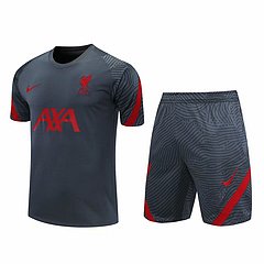 Kit Camisa + Short Liverpool Preto Treino 21/22