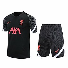 Kit Camisa + Short Preto Treino Liverpool 21/22