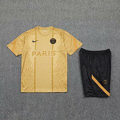 Kit Camisa + Short Treino PSG Dourado 20/21