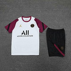 Kit Camisa + Short PSG Treino Branco+ Vinho 21/22